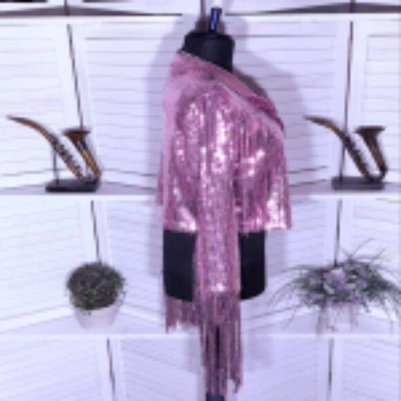 NWT Hot Topic Taylor Swift style Sequin Fringe Blazer Tassel Barbie Pink sz S/M - Picture 6 of 15